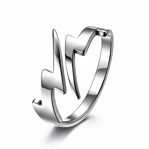 Minimalistisch Edelstahl Offener Ring Für Damen Herren Japanisch Koreanisch Mode Blitz Geometrisch Fingerring Schmuck Geschenk