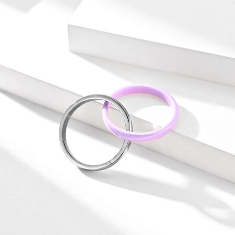 Minimalist Stainless Steel Ceramic Dual Loop Ring Unisex Modern Crisscross Band Ring For Men Women Casual Jewelry Gift