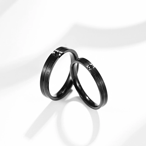 Anillos de Pareja de Acero Inoxidable Con Circonita Grabado Love Never Fails Anillo de Boda Compromiso Para Hombre Mujer Joyería