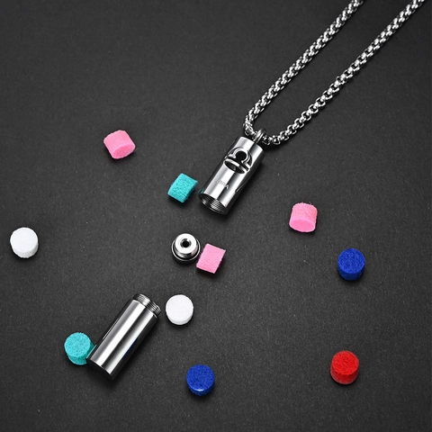 Stainless Steel Zodiac Aromatherapy Pendant Cylindrical Perfume Storage Memorial Jewelry Gift For Men Women