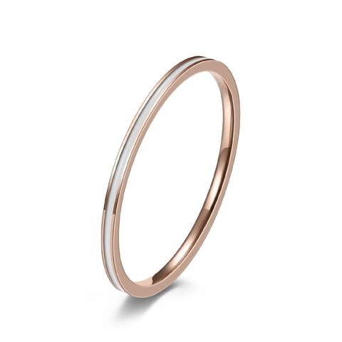 Minimalist Stainless Steel Rose Gold Plated Stackable Ring For Women Slim Enamel Drip Oil Band Finger Ring Jewelry Gift