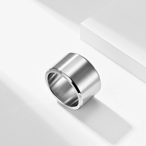 Anillo de Banda Ancha de Acero Inoxidable Minimalista para Hombre Mujer Estilo Industrial Retro Cepillado Mate Envejecido Joyería Regalo
