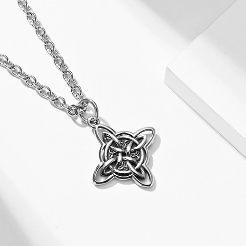 Vintage Edelstahl Keltischer Knoten Anhänger Halskette Hexenknoten Kreuz Anhänger Schmuck Für Herren Damen Alltag Party Dekor