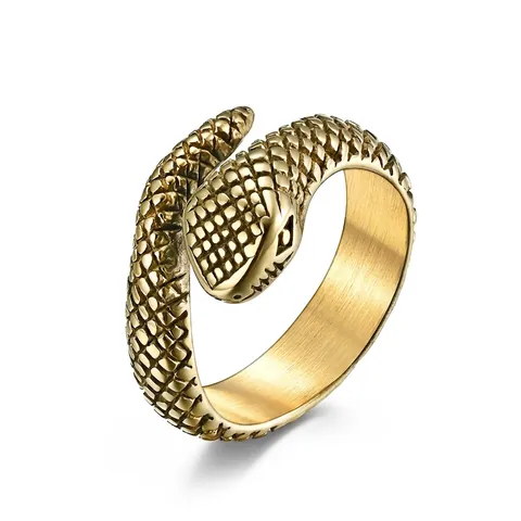 Anillo de Serpiente de Acero Inoxidable Vintage para Hombre Mujer Punk Gótico Animal Retro Textura de Escamas Joyería Regalo