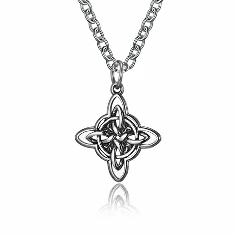 Vintage Edelstahl Keltischer Knoten Anhänger Halskette Hexenknoten Kreuz Anhänger Schmuck Für Herren Damen Alltag Party Dekor