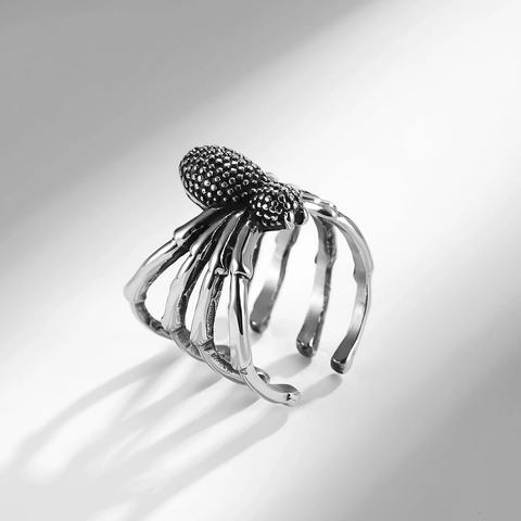 Vintage Punk Gothic Stainless Steel Spider Ring Bold Long Leg Insect Finger Ring For Men Women Halloween Jewelry Gift