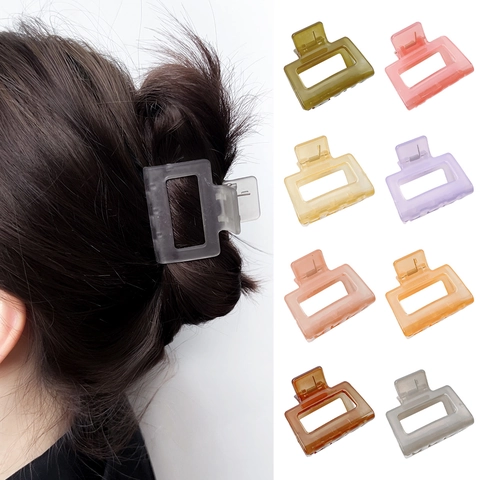Pinze per Capelli Coreane Minimaliste Colori Caramella per Donna Resina Acrilica Geometrica Rettangolare Intagliata Accessori per Capelli Moda Regalo