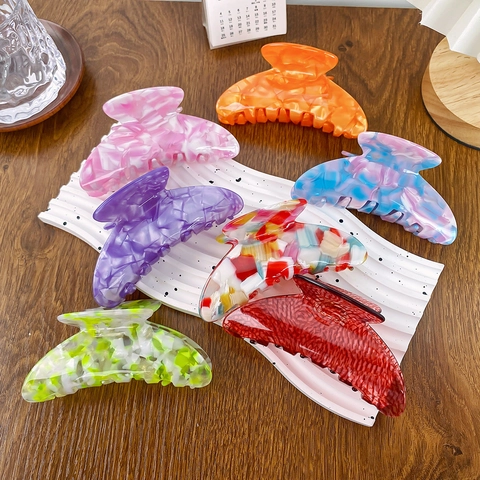 Large Acetate Hair Claw Clip For Women Marbled Tortoiseshell Hairclip Shark Clip Commuter Fashion Headwear Hair Accessories