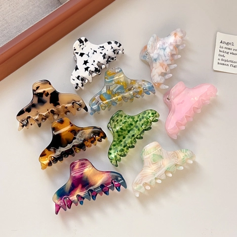 Mode Acetaat Haarklem Elegant Klein Marmer Schildpad Haai Clips Minimalistische Kant Haarspelden Voor Dames Haaraccessoires