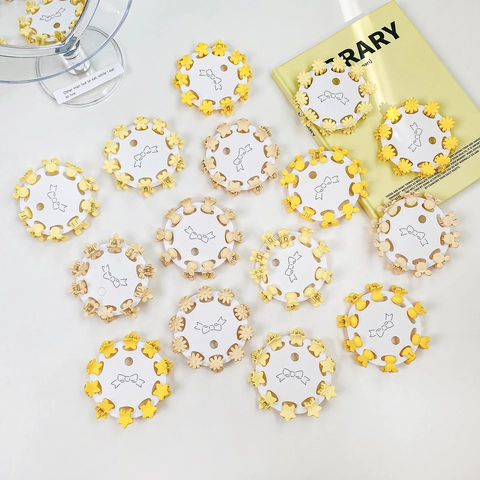 Mini Blume Stern Hase Form Haarklammern Matt Gelb Kleine Haarnadel Für Kinder Damen Haarschmuck