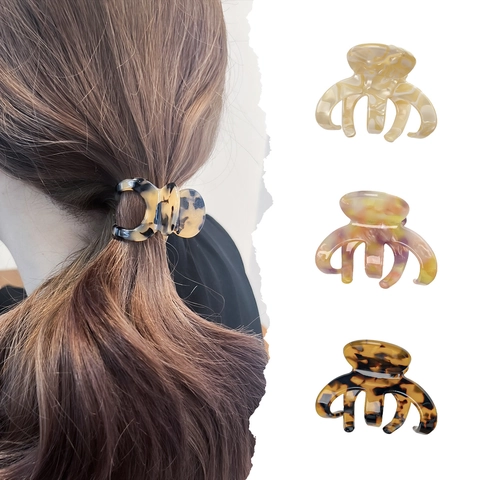 Elegante Fermaglio per Capelli in Acetato Donna Francese Tartarugato Motivo Marmorizzato Clip Squalo Piccolo Supporto Coda Cavallo Accessorio Capelli