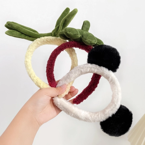 Plush Panda Strawberry Pineapple Headband Hairband For Face Washing Makeup Women Sweet Cute Plastic Hair Accessories