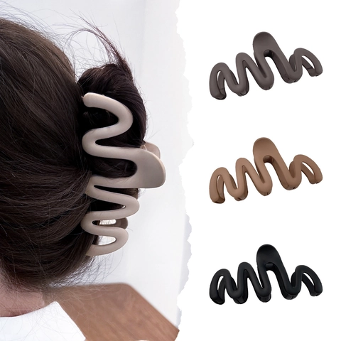 Große Wellendesign Matte Haarklammer Für Damen PS Material Shark Clip Dickes Haar Styling Zubehör Minimalistischer Kopfschmuck