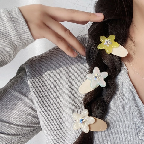 Dolce Clip per Capelli in Acetato a Stella Orso Fiore Strass Clip Laterale a Becco d'Anatra Accessori Moda per Capelli Donna