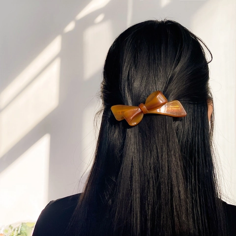 Fermaglio per Capelli Francese Vintage in Acetato con Fiocco Elegante Effetto Marmo Tartarugato per Donna Accessori Moda