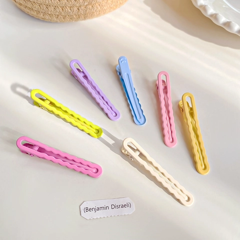 Candy Color Wavy Hair Clips Set Women Girls Minimalist Alloy Matte Duckbill Clips Macaron Hairpins Hair Accessories Gift