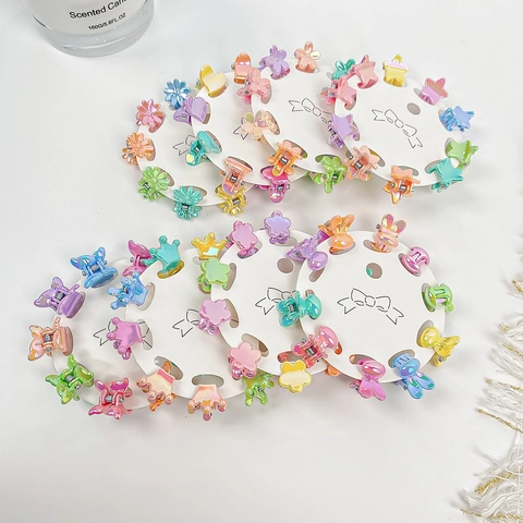 Colorful Kids Mini Hair Claw Clips Plastic Butterfly Crown Flower Star Heart Shapes Small Decorative Hairpins For Girls