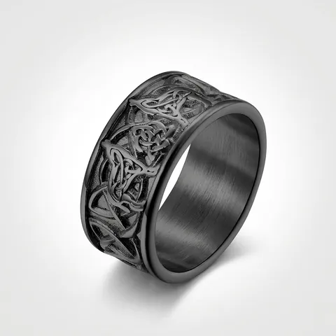 Anillo de Lobo Celta Vikingo Nórdico de Acero Inoxidable Banda de Nudo Celta para Hombre Joyería Retro Punk Biker Oro Negro Plata Anillo