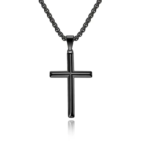 Gepolijst Roestvrij Staal Kruis Hanger Ketting Voor Mannen Vrouwen Minimalistisch Ruit Geometrische Sieraden Met Box Ketting Accessoires