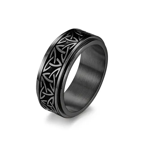 Anillo Spinner de Nudo Celta de Acero de Titanio Estilo Nórdico Alivio del Estrés Anillo de Banda Giratorio para Hombres Mujeres Joyería Vikinga Vintage