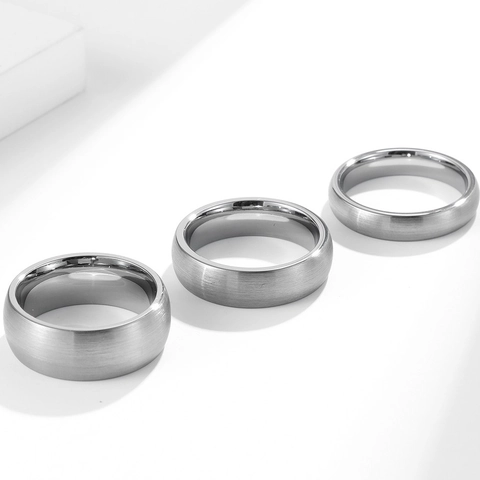 Minimalist Tungsten Steel Ring For Men Women Frosted Matte Brushed Surface Arc Band Ring Wedding Engagement Jewelry