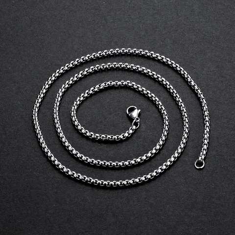 Titanstahl Box Kette Halskette Quadratische Venezianerkette Gold Schwarz Silber Poliertes Gliederschmuck Für Herren Damen