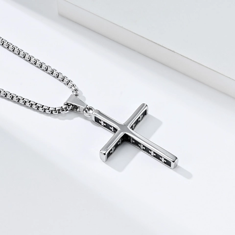 Roestvrijstalen Kruis Ketting Voor Heren Dames Minimalistische Latijns Kruis Hanger Unisex Religieuze Mode Sieraden Cadeau