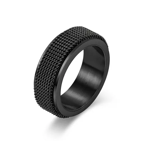 Anello Girevole in Acciaio Inossidabile a Rete per Uomo Donna Fascia Spinner Ansia Unisex Trama Intrecciata Industriale Gioielli