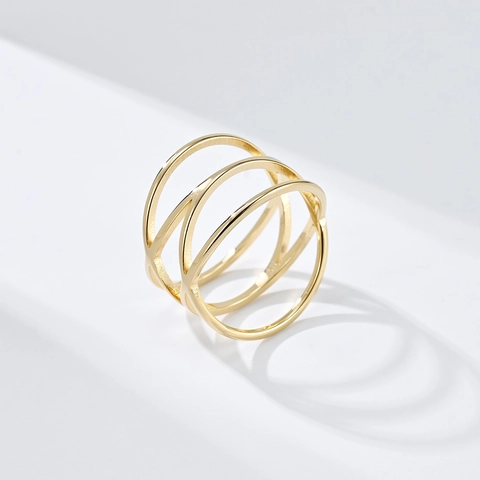 Stainless Steel Triple Layered Cross Hollow Ring For Women Geometric Minimalist Personalized High Polished Band Ring Jewelry Gift