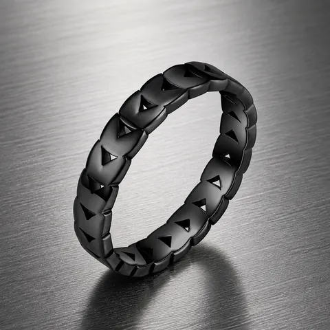 Minimalist Stainless Steel Hollow Geometric Triangle Olive Leaf Ring For Women Men Industrial Style Polished Finger Jewelry Gift