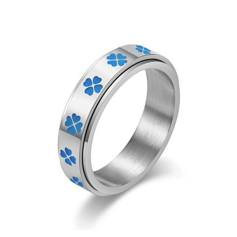 Anillo Giratorio de Acero Inoxidable con Trébol de Cuatro Hojas para Mujer Alivio de Ansiedad Fidget Ring Joyería Regalo