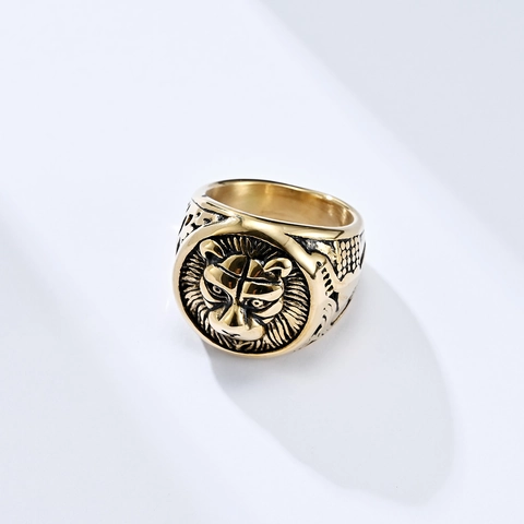 Vintage Lion Head Ring For Men Stainless Steel Punk Rock Animal Biker Signet Ring Retro Gothic Jewelry Fashion Accessory