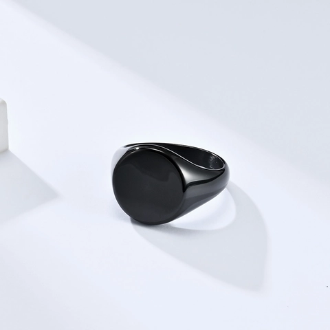 Minimalist Stainless Steel Signet Ring For Men Women High Polished Mirror Surface Round Plain Face Finger Ring Jewelry
