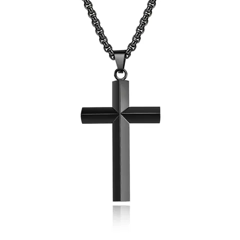 Minimalistische Roestvrij Stalen Kruis Hanger Halsketting Voor Heren Dames Ruit Spiegeloppervlak Geometrische Religieuze Sieraden