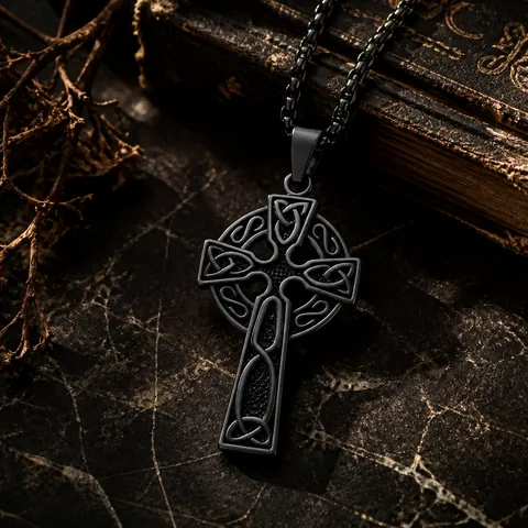Vintage Stainless Steel Celtic Knot Cross Pendant Necklace Nordic Viking Religious Jewelry Retro Biker Amulet Neckwear For Men