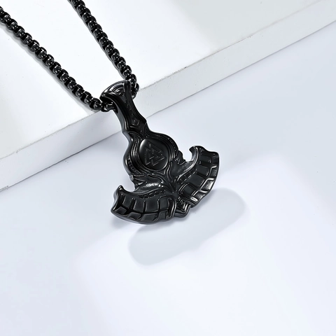 Σκανδιναβικό Κολιέ με Πέλεκυ Μάχης Viking Odin από Ανοξείδωτο Ατσάλι Valknut Ανδρικά Κοσμήματα Δώρο