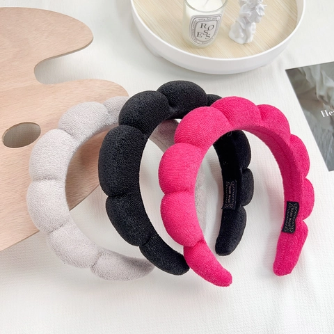 Women Thickened Bubble Cloud Headband Sweet Plush Sponge Hairband For Face Washing Makeup Hair Accessories Solid Color