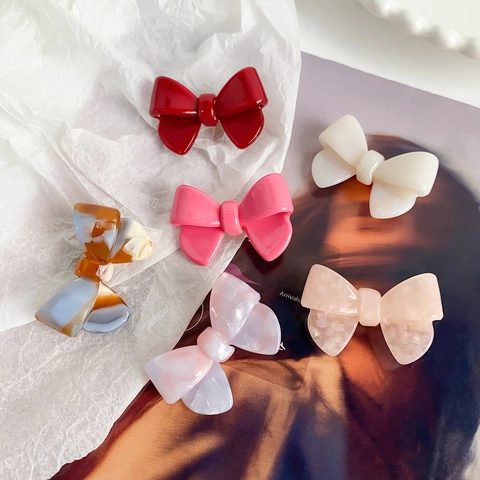 Sweet Minimalist Acetate Bow Hair Clip Small Elegant Duckbill Clip For Women Girl Heart Versatile Hair Accessories