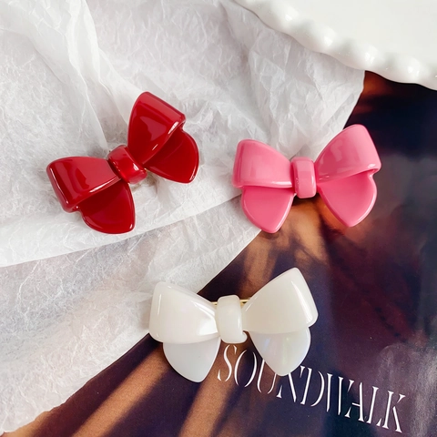 Sweet Minimalist Acetate Bow Hair Clip Small Elegant Duckbill Clip For Women Girl Heart Versatile Hair Accessories