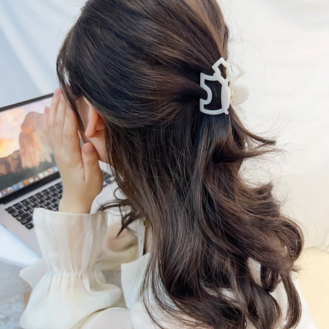 Süße Hundeform Zelluloseacetat Haarkralle Marmormuster Hohl Haarnadel Mode Accessoire Für Damen Mädchen Haarstyling Tool