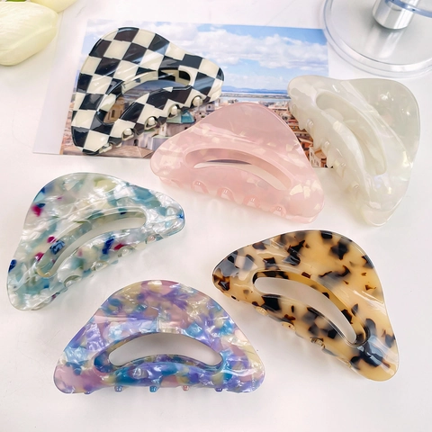 Haarkralle Aus Acetat Hohl Groß Koreanischer Stil Haarnadel Geometrisch Marmormuster Mode Haarschmuck Für Damen
