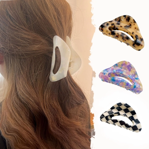 Haarkralle Aus Acetat Hohl Groß Koreanischer Stil Haarnadel Geometrisch Marmormuster Mode Haarschmuck Für Damen