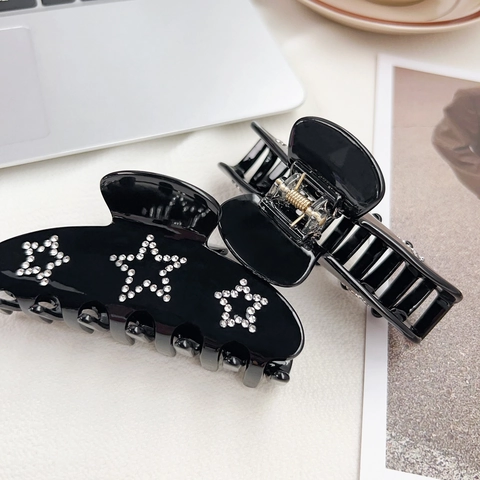 Elegante Pinza per Capelli in Acetato con Strass a Forma di Luna e Stella Grande Clip a Squalo per Donna Accessori Capelli