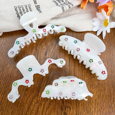 Acetat Haarkralle Damen Meerjungfrau Phantom Perlweiß Strass Blume Welle Fischschwanz Blatt Shark Clip Haarschmuck
