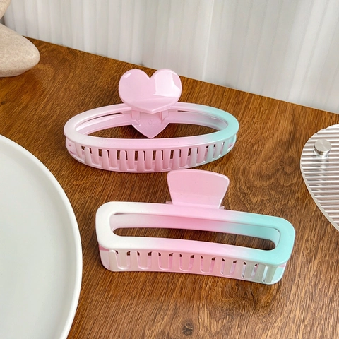 Farbverlauf Haarkralle Für Damen Große Glänzende Kunststoff Haarklammer Süße Herz Blume Schleife Form Mode Haarschmuck