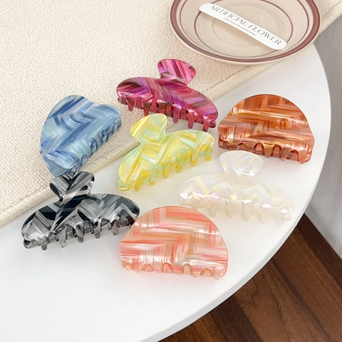 Fashion Printed Marble Pattern Acrylic Hair Claw Clip For Women Minimalist Large Shark Hair Clip Elegant Daily Hair Accessories