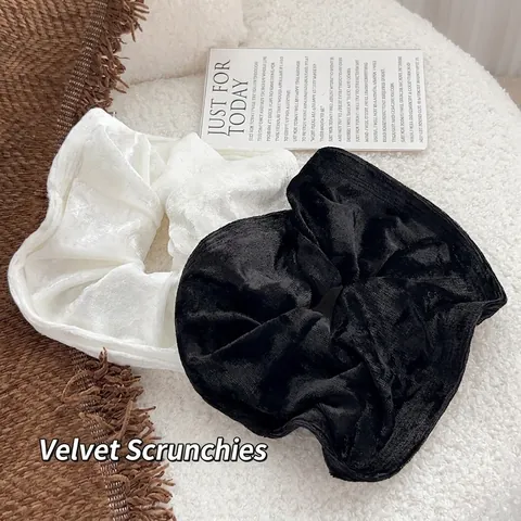 Women Korean Style Velvet Large Scrunchie Simple Solid Color Elastic Hair Band Elegant Ponytail Holder Fashion Hair Accessories