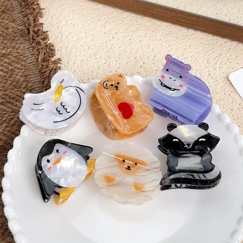 Süße Cartoon Tier Acetat Haarkralle Clips Kawaii Pinguin Bär Schaf Nilpferd Haarklammern Für Damen Mädchen Haarschmuck