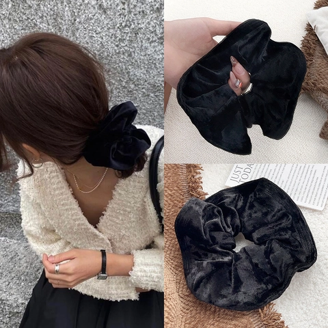 Women Korean Style Velvet Large Scrunchie Simple Solid Color Elastic Hair Band Elegant Ponytail Holder Fashion Hair Accessories