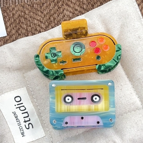 Retro Spielkonsole Kassette Geformte Acetat Haarklammer Lustige Y2K Große Rutschfeste Shark Clip Haarschmuck